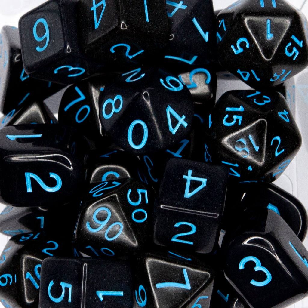 Dice Opaque Black w/ light blue cluster