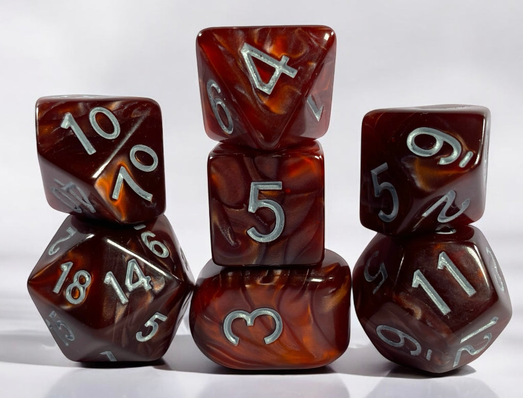 Dice Marble Maroon set of 7
