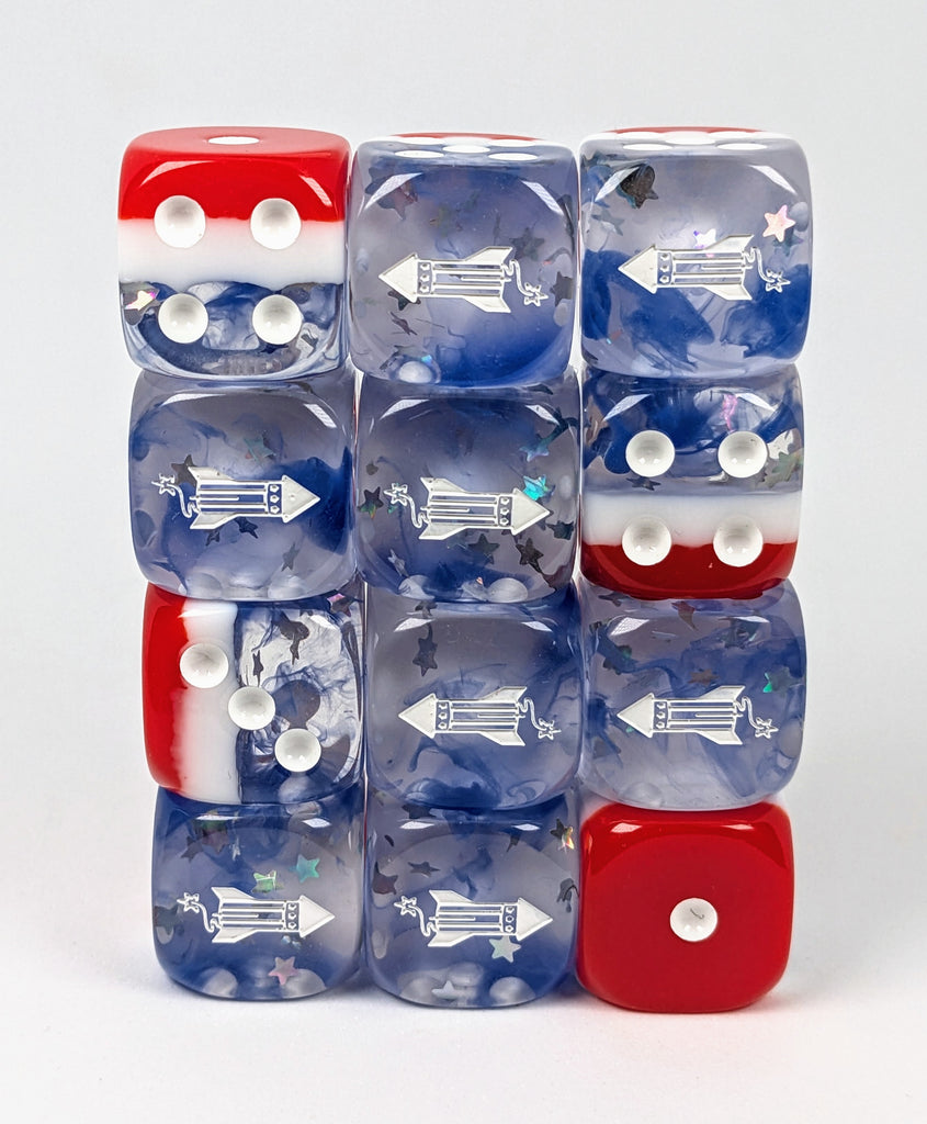 Set of 18mm 12d6 pips w/ Firework symbol