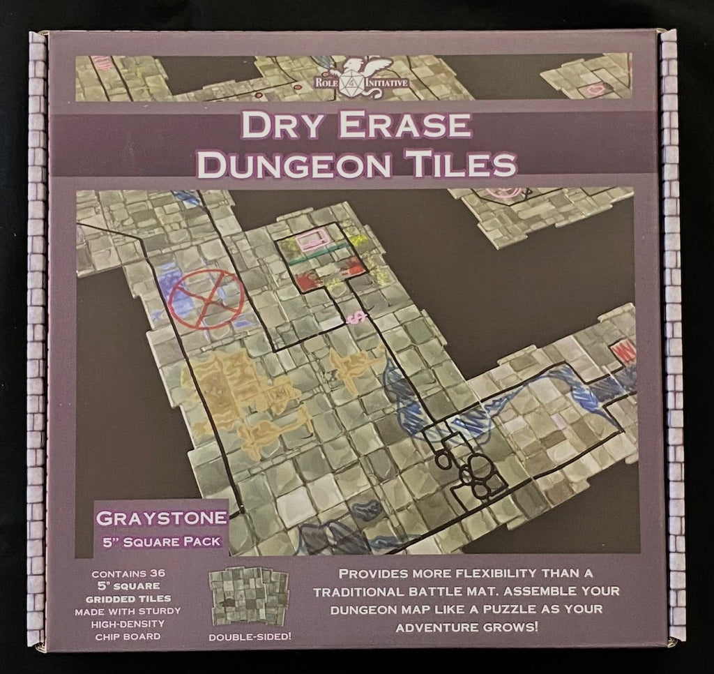 Dry Erase Dungeon Tiles Graystone pack of 5 10 inch and 16 5 inch square tiles