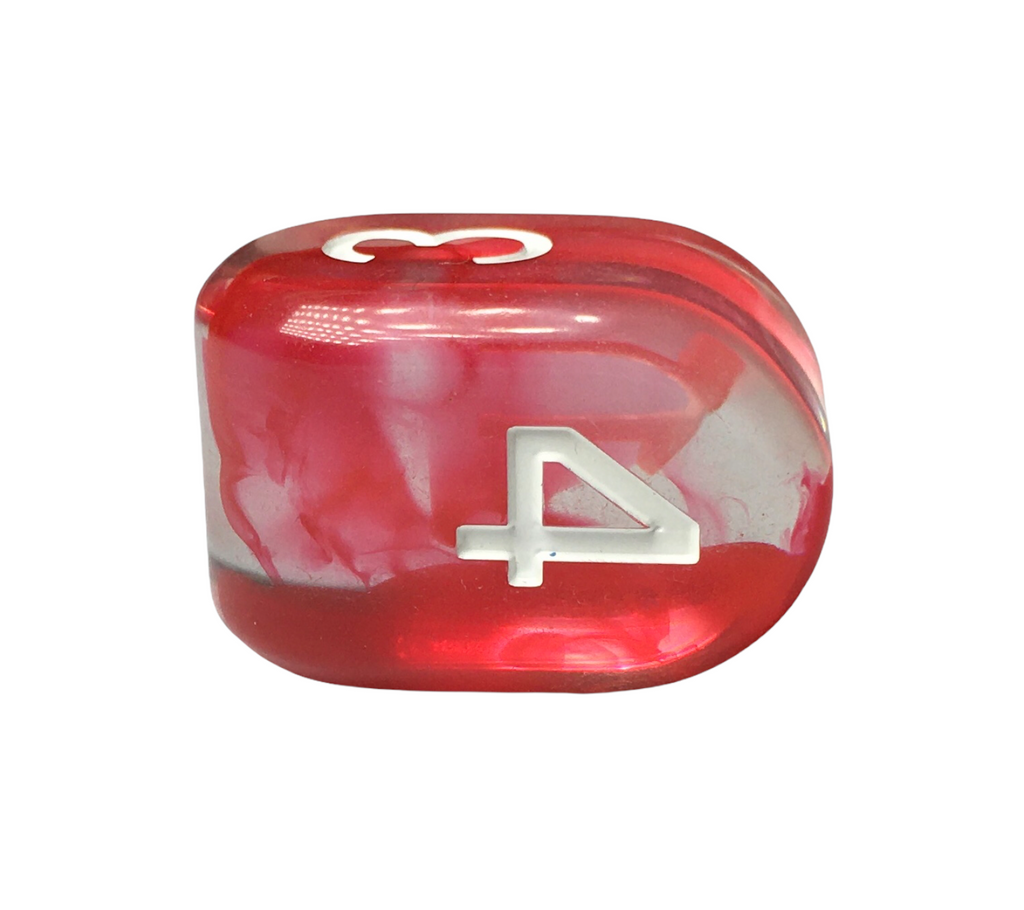 Dice - This modern d4 in Cherry is optimized for best visibility with numbers on top. The Arch'd4 is easy to pick up and roll too!.